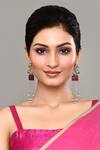 Nazaakat By Samara Singh_Maroon Diamonds, Stones Embellished Long Earrings _Online_at_Aza_Fashions