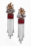 Buy_Nazaakat By Samara Singh_Maroon Diamonds, Stones Embellished Long Earrings _Online_at_Aza_Fashions