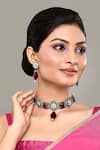 Buy_Samyukta Singhania_Maroon Jadau Kundan Embellished Choker Necklace Set _at_Aza_Fashions