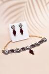 Shop_Samyukta Singhania_Maroon Jadau Kundan Embellished Choker Necklace Set _at_Aza_Fashions