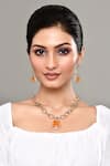 Nazaakat By Samara Singh_Gold Plated Zari Embellished Pendant Necklace Set _Online_at_Aza_Fashions