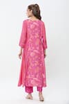 Shop_Samyukta Singhania_Pink Pure Muslin Printed Botanical V Neck Kurta Set _at_Aza_Fashions