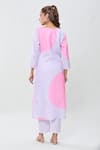 Shop_Samyukta Singhania_Pink Linen Cotton Embellished Floral Schiffli Scallop V Neck Pattern Kurta Set _at_Aza_Fashions