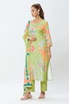 Buy_Samyukta Singhania_Green Pure Muslin Printed Floral Vine Round Neck Kurta Pant Set _at_Aza_Fashions