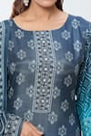 Buy_Samyukta Singhania_Blue Pure Muslin Printed Bandhani Round Neck Kurta Set 