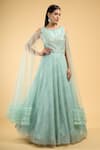 Buy_Samyukta Singhania_Blue Net Embroidery Crystal Boat Neck Gown _Online_at_Aza_Fashions