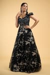 Buy_Samyukta Singhania_Black Net Embroidery Sequin Sweetheart Neck Work Gown _Online_at_Aza_Fashions