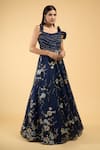 Buy_Samyukta Singhania_Blue Net Embroidery Sequin Sweetheart Neck Work Structured Gown _Online_at_Aza_Fashions