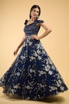 Shop_Samyukta Singhania_Blue Net Embroidery Sequin Sweetheart Neck Work Structured Gown _Online_at_Aza_Fashions