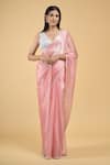 Buy_Samyukta Singhania_Pink Jimmy Choo Embroidery Mukaish Scallop Border Saree With Running Blouse _Online_at_Aza_Fashions