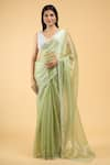 Buy_Samyukta Singhania_Green Jimmy Choo Embroidery Mukaish Work Saree With Running Blouse _at_Aza_Fashions