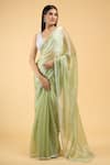 Samyukta Singhania_Green Jimmy Choo Embroidery Mukaish Work Saree With Running Blouse _Online_at_Aza_Fashions