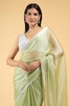 Shop_Samyukta Singhania_Green Jimmy Choo Embroidery Mukaish Work Saree With Running Blouse _Online_at_Aza_Fashions