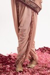 Buy_Samant Chauhan_Peach Cotton Silk Print Floral Stand Embroidered Yoke Kaftan With Dhoti Pant_Online_at_Aza_Fashions