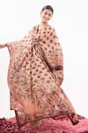 Buy_Samant Chauhan_Peach Cotton Silk Print Floral Blossom V Neck Kaftan_at_Aza_Fashions