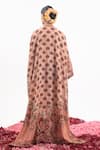 Shop_Samant Chauhan_Peach Cotton Silk Print Floral Blossom V Neck Kaftan_at_Aza_Fashions