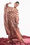 Buy_Samant Chauhan_Peach Cotton Silk Print Floral Blossom V Neck Kaftan_Online_at_Aza_Fashions