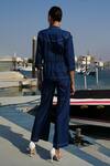 Shop_Vidhi Wadhwani_Blue Modal Denim Applique Embroidered Coral Adora Cropped Jacket And Pant Set _at_Aza_Fashions