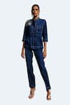 Buy_Vidhi Wadhwani_Blue Modal Denim Applique Embroidered Coral Adora Cropped Jacket And Pant Set _Online_at_Aza_Fashions