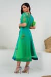 Shop_Vidhi Wadhwani_Green Silk Organza Applique Embroidered Coral Round Anisa Dress _at_Aza_Fashions