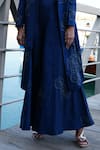 Buy_Vidhi Wadhwani_Blue Modal Denim Embroidered Floral Cutwork Arvy Trench Jacket Trouser Set _Online_at_Aza_Fashions