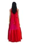 Buy_Vidhi Wadhwani_Red Silk Organza Applique Hand Embroidered Coral Round Dia Dress 