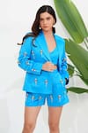 Vidhi Wadhwani_Blue Dutch Satin Embellished Crystal Lapel Lunar Diamond Blazer Shorts Set _at_Aza_Fashions