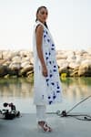 Vidhi Wadhwani_White Stretch Crepe Embroidered Applique Mykonos Geometric Jacket Pant Set _at_Aza_Fashions