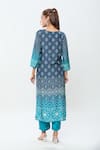 Shop_Samyukta Singhania_Blue Pure Muslin Printed Bandhani Round Neck Kurta Set _at_Aza_Fashions