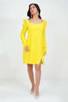 Buy_Vidhi Wadhwani_Yellow Sequin Embroidered Geometric Applique Lace Sierra Shift Dress _at_Aza_Fashions