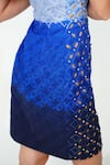 Shop_Vidhi Wadhwani_Blue Linen Cotton Embroidered Crystal Straight Via Shaded Dress_Online_at_Aza_Fashions