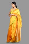Shop_Zal From Benaras_Yellow Pure Chanderi Silk Banarasi Handloom Saree With Unstitched Blouse Piece_Online_at_Aza_Fashions
