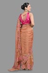 Shop_Zal From Benaras_Brown Pure Tissue Silk Woven Rose Garden Saree With Unstitched Blouse Piece_at_Aza_Fashions