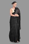 Buy_Zal From Benaras_Black Pure Organza Silk Embroidery Fleur Saree With Unstitched Blouse Piece _at_Aza_Fashions