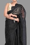 Shop_Zal From Benaras_Black Pure Organza Silk Embroidery Fleur Saree With Unstitched Blouse Piece _Online_at_Aza_Fashions