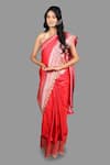 Zal From Benaras_Pink Pure Katan Silk Woven Banarasi Handloom Saree With Unstitched Blouse Piece _Online_at_Aza_Fashions