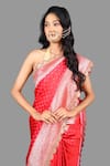 Zal From Benaras_Pink Pure Katan Silk Woven Banarasi Handloom Saree With Unstitched Blouse Piece _at_Aza_Fashions