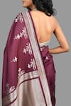 Shop_Zal From Benaras_Magenta Pure Katan Silk Banarasi Handloom Saree With Unstitched Blouse Piece _Online_at_Aza_Fashions