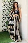 Buy_Zal From Benaras_Black Pure Organza Silk Woven Zari Striped Saree With Unstitched Blouse Piece _at_Aza_Fashions