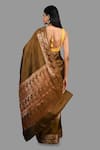 Shop_Zal From Benaras_Gold Pure Silk Woven Border Banarasi Saree With Unstitched Blouse Piece_at_Aza_Fashions