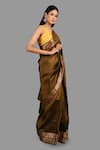 Buy_Zal From Benaras_Gold Pure Silk Woven Border Banarasi Saree With Unstitched Blouse Piece_Online_at_Aza_Fashions