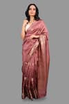 Buy_Zal From Benaras_Pink Pure Silk Woven Banarasi Handloom Saree With Unstitched Blouse Piece _at_Aza_Fashions