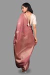 Shop_Zal From Benaras_Pink Pure Silk Woven Banarasi Handloom Saree With Unstitched Blouse Piece _at_Aza_Fashions