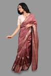 Zal From Benaras_Pink Pure Silk Woven Banarasi Handloom Saree With Unstitched Blouse Piece _Online_at_Aza_Fashions