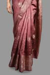 Zal From Benaras_Pink Pure Silk Woven Banarasi Handloom Saree With Unstitched Blouse Piece _at_Aza_Fashions