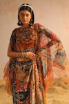 Aditi Gupta_Yellow Georgette Satin Organza Printed Abstract Motifs Pre-draped Saree Set With_at_Aza_Fashions