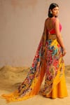 Shop_Aditi Gupta_Yellow Organza, Georgette, Lycra Abstract Pattern Pre-draped Saree With Blouse _at_Aza_Fashions