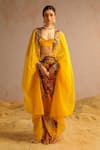 Aditi Gupta_Yellow Georgette Satin Printed Abstract Motifs Zardosi Embroidered Skirt Set_Online_at_Aza_Fashions