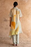 Shop_Clos_Green Dupion Silk Printed Abstract Collared Asymmetric Shirt Tunic With Pant _at_Aza_Fashions