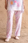 Clos_White Dupion Silk Printed Floral Collared Short Kurta With Pant _Online_at_Aza_Fashions